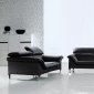 Black Leather Modern Stylish 3PC Living Room Set