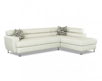 White Full Leather Modern Sectional Sofa w/Chrome Legs [MCSS-Boca]