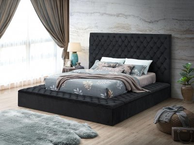 LCL-B01 Upholstered Bed in Black Velvet