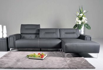 Black Leather Modern Sectional Sofa w/Adjustable Seats [JMSS-5137]