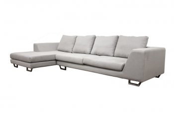 Grey Twill Fabric Modern Sectional Sofa w/Squared Chrome Legs [WISS-TD6301]