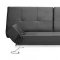 Black Leatherette Modern Convertible Sofa Bed with Folding Arms