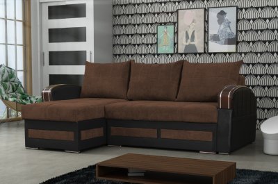 Tommy Sectional Sofa in Brown Fabric by Skyler Design