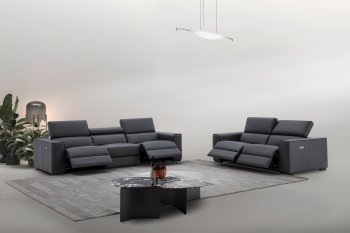 Picasso Power Motion Sofa Silver Blue Leather by J&M w/Options [JMS-Picasso Blue Gray]