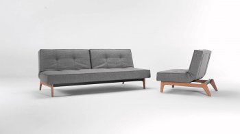 Splitback Sofa Bed in Gray w/Eik Legs by Innovation w/Options [INSB-Splitback-521-Eik]