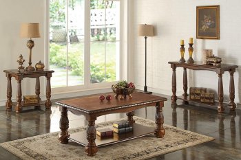 F6336 3Pc Coffee & End Table Set in Brown by Poundex w/Options [PXCT-F6336]