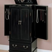 Black Finish Jewelry Armoire w/Storage Space