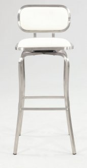 Modern Stainless Steel Base Barstool w/White Vinyl Seat & Back