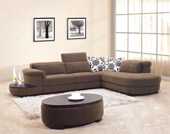 Brown Fabric Modern Sectional Sofa w/Matching Coffee Table [VGSS-MB0902]