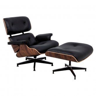 Zane Lounge Chair & Ottoman Set EL35BLLC in Black by LeisureMod