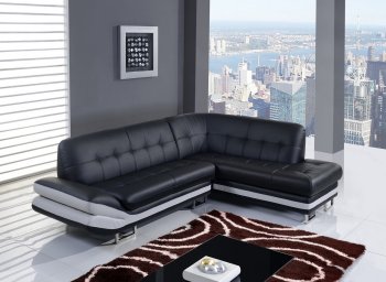 U1760 Sectional Sofa in Bonded Leather by Global [GFSS-U7160-SEC Black/Light Grey]