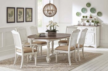 Simpson Oval Dining Table 105180 in Vintage White by Coaster [CRDT-105180-Simpson White]