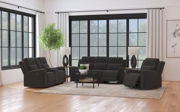 Brentwood Motion Sofa & Loveseat 610284 Charcoal Fabric -Coaster [CRS-601884 Brentwood]