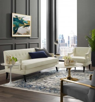 Concur Sofa in Ivory Velvet Fabric by Modway w/Options [MWS-2997 Concur Ivory]