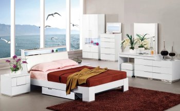 B21 Bedroom in White High Gloss by Pantek w/Options [PKBS-B21 White]