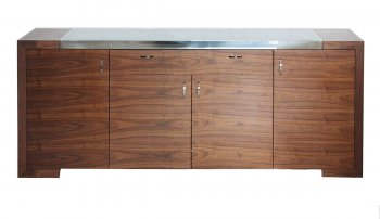 Franco Buffet in Walnut w/Glass Top by Whiteline Imports [WLBU-Franco Walnut]