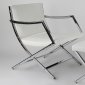 Jessy Chair in White Leather w/Optional Ottoman by Whiteline