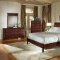 Deep Cherry Finish Contemporary Bedroom w/Low Profile Bed