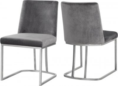 Heidi Dining Chair 728 Set of 2 Grey Velvet Fabric by Meridian