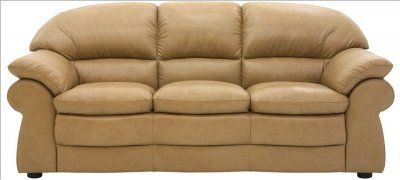 Camel Full Leather Modern Living Room Sofa & Loveseat Set