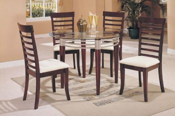 Mahogany Finish Dinette Set With Round Glass Top [AMDS-08135-Marseille]