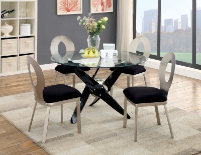 Aero CM3169T Round Dining Table w/Glass Top & Metal Frame