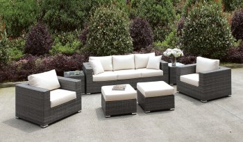 Somani CM-OS2128-19 7Pc Outdoor Patio Sofa Set in Ivory & Gray [FAOUT-CM-OS2128-19-Somani]