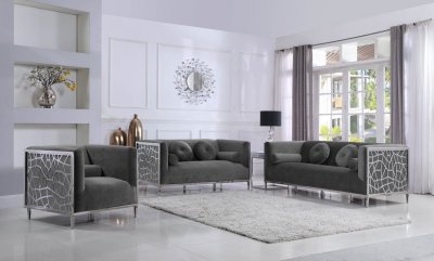 Opal Sofa 672 in Grey Velvet Fabric by Meridian w/Options