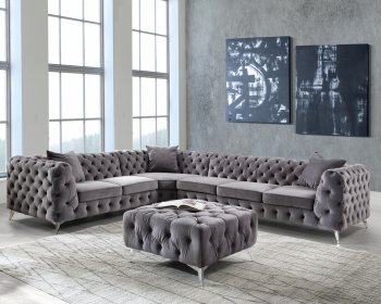 Wugtyx Sectional Sofa LV00335 in Dark Gray Velvet by Acme [AMSS-LV00335 Wugtyx]