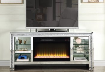 Noralie TV Stand w/Fireplace & LED LV00317 in Mirrored by Acme [AMTV-LV00317 Noralie]