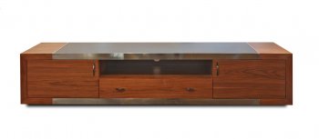 Franco TV Unit in Walnut w/Glass Top by Whiteline Imports [WLTV-Franco Walnut]