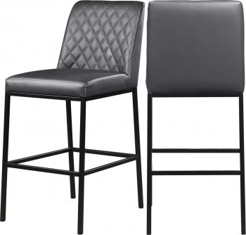 Bryce Bar Stool 919 Set of 2 in Grey Faux Leather by Meridian [MRBA-919 Bryce Grey]