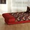 Contemporary Red Microfiber Sofa Bed with Storage Unit