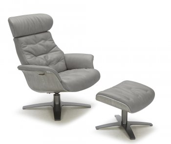 Karma Lounge Chair in Grey Leather by J&M w/Options [JMAC-Karma Grey]