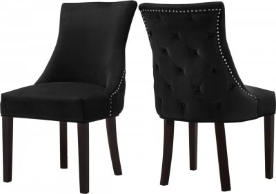 Hannah Dining Chair 774 Set of 2 Black Velvet Fabric by Meridian