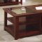 Rich Cherry Contemporary Ocassional Coffee Table w/Glass Insert