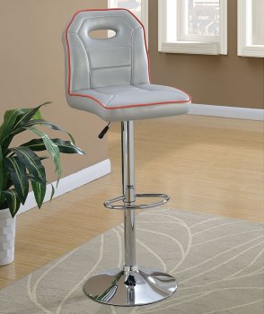 F1630 Set of 2 Bar Stools in Silver Leatherette by Poundex [PXBA-F1630]