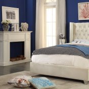 Aiden Wing Bed in Cream Color Velvet by Meridian w/Options