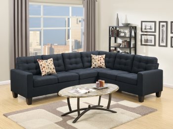 F6937 Sectional Sofa in Black Linen-Like Fabric by Boss [PXSS-F6937]