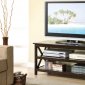 Dark Brown Finish Modern TV Stand w/Media Shelves