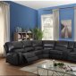 Saul Power Motion Sectional Sofa 53745 in Gray Leather-Aire