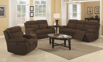 Brown Padded Microfiber Modern Motion Sofa & Loveseat Set [CRS-600611-Sadie]