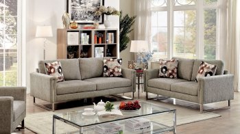 Lauren II Sofa Set CM6855 in Pewter Chenille Fabric w/Options [FAS-CM6855-Lauren-II]