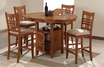 Medium Brown Finish Dinette w/Extendable Storage Table [HLDS-D475]