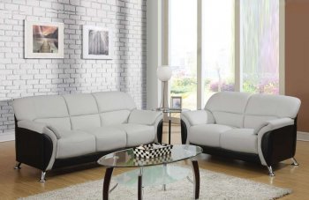 U9103 Sofa in Light Grey & Black Leatherette by Global [GFS-U9103 Light Grey Black]