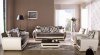 Marina Dark Brown Fabric and White Vinyl Modern Sofa w/Options