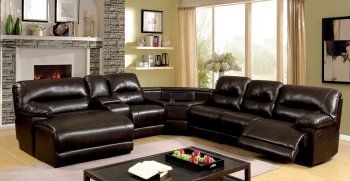 Glasgow Reclining Sectional Sofa CM6822BR in Brown Leatherette [FASS-CM6822BR-T Glasgow]