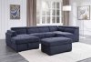 Nekoda Sleeper Sectional Sofa 55520 in Navy Blue Fabric by Acme