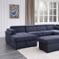 Nekoda Sleeper Sectional Sofa 55520 in Navy Blue Fabric by Acme