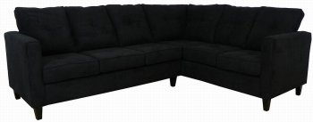 Black Fabric Contemporary Sectional Sofa w/Wooden Legs [PMSS-5901-Black]